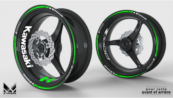 Kawasaki Z1000 green wheel rim kit