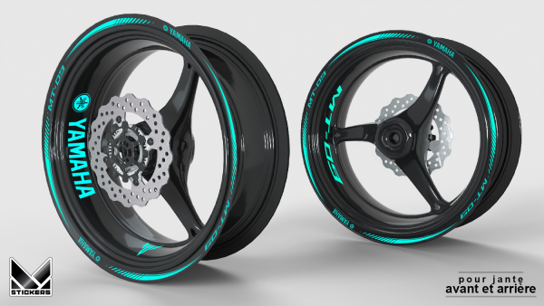 Yamaha MT-09 rim stickers - Cyan (Closeout)