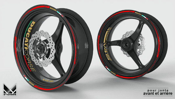 Ducati Streetfighter V4S Wheel Stickers - Red/Gold - CLOSEOUT